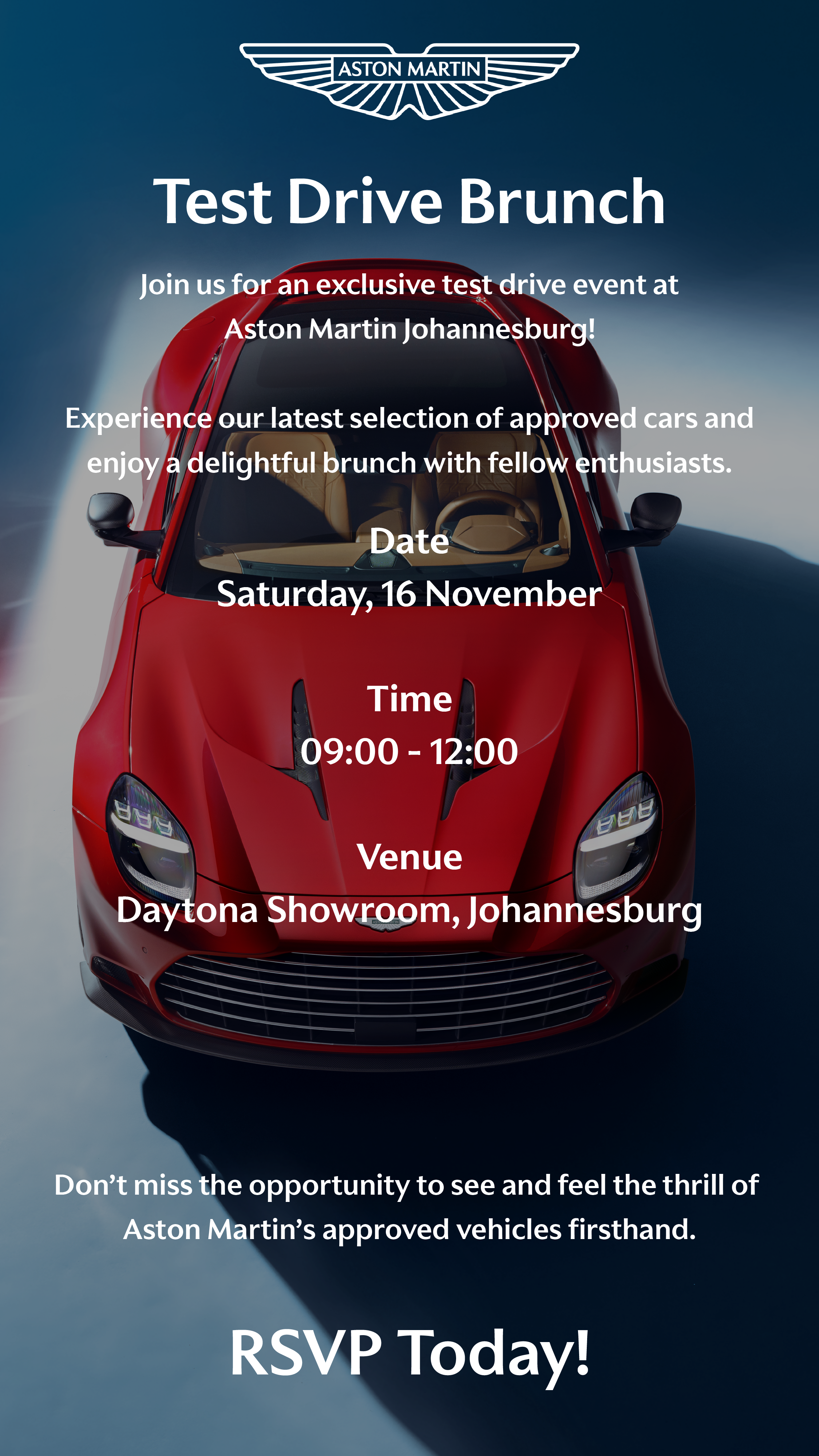 Aston Martin WhatsApp graphic